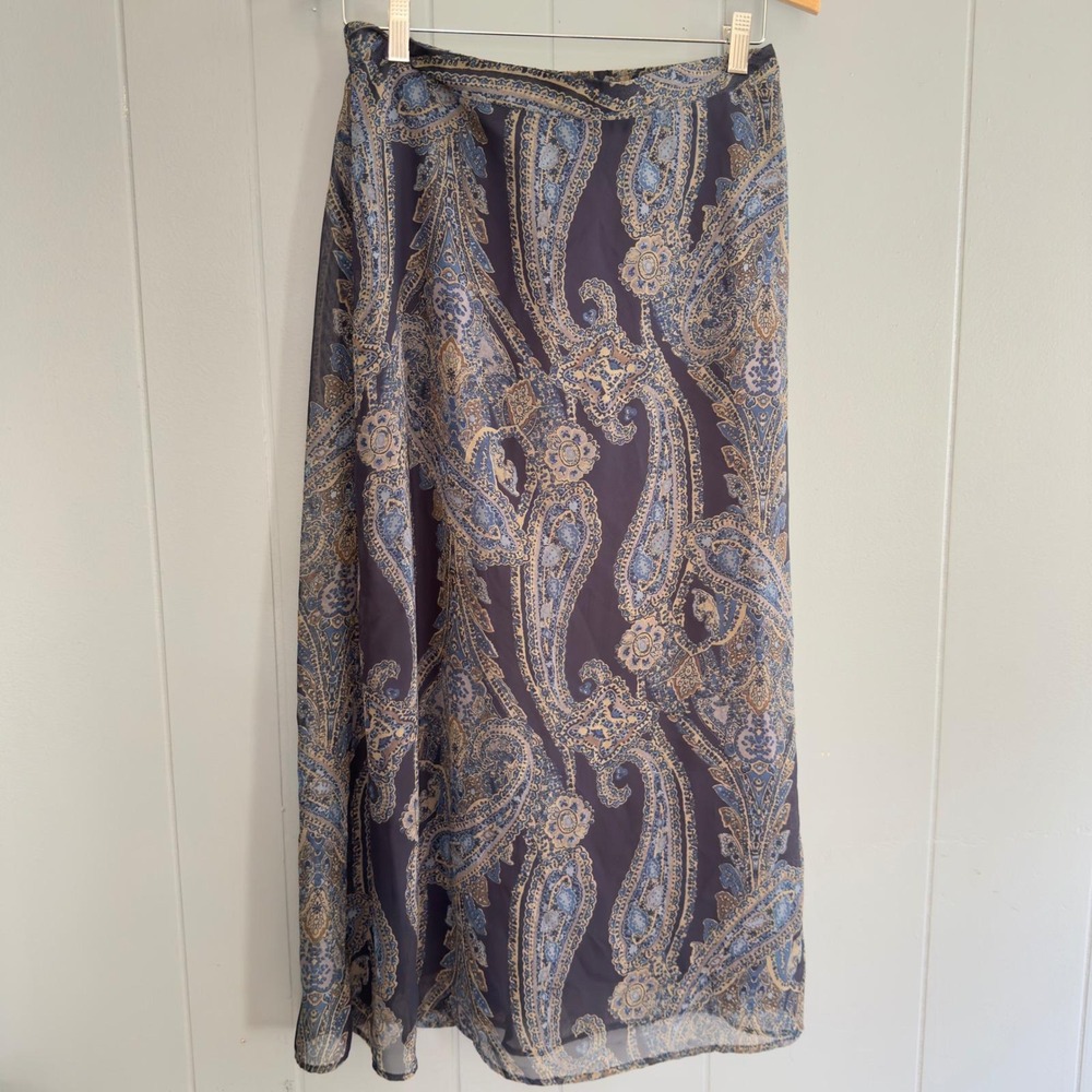Vintage‎ 90s Y2K paisley slip style maxi skirt boho Drew Barrymore Gilmore Girls